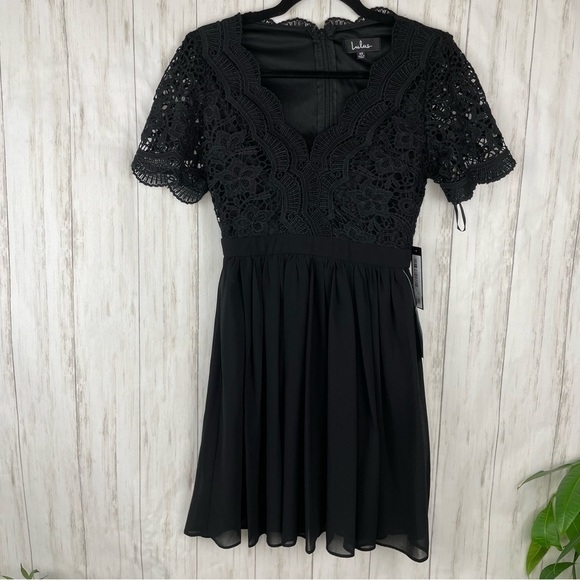 Lulu's Angel In Disguise Skater Dress Black NWT XS - Picture 5 of 8
